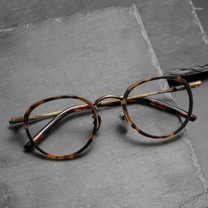 Sonnenbrillenrahmen Acetat Titan Myopie Brille Retro Business Runde optische Brillengestell Mode Luxus Männer und Frauen
