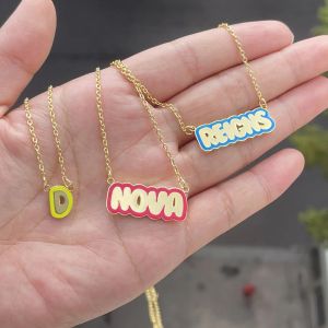 Halsband 2021 HOT SALE EMAMEL BUBBLE Anpassad namn Halsband Rostfritt stål Pläterad guld Personlighet Anpassad typskylt Pendant Necklace Gift