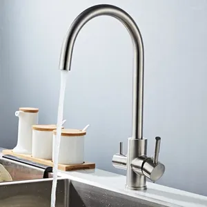Kitchen Faucets 360 Degree Rotation 304 Stainless Steel Drinking Filtered Water Faucet And Cold Pure Sinks Deck Mounted Mixer