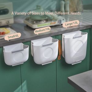 61013L Collapsible Trash Bin Small Hanging Kitchen Pressing Type Can for Office School Green Waste Basket Bins 240119
