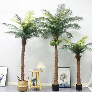 Fiori decorativi Grandi palme da cocco artificiali Alberi finti Pianta verde Bonsai Pavimento tropicale per interni Sala in vaso Ufficio Giardino Casa