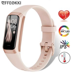 Amoled relógio inteligente smartwatch banda feminina freqüência cardíaca sangue à prova dwaterproof água conectado pulseira esporte rastreador de fitness 240127