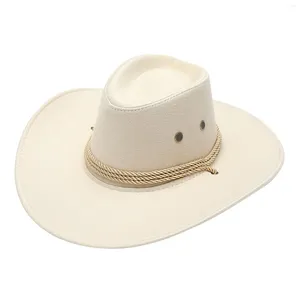 Berets Men Women Summer Sun Hat Solid Color Cool Western Cowboy Plain Peaked Cap Large Rope Knight