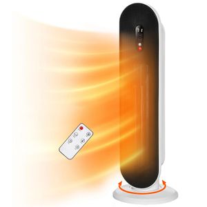 HONGGE 1500W Oscillating Ceramic Tower Electric Space Heater with Remote, BL-K11-D, White