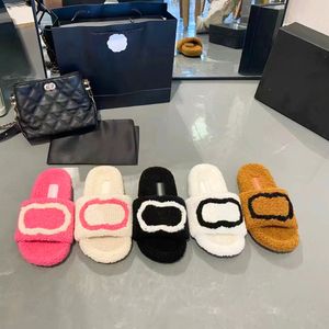 fashion tazz sandal top quality channel luxurys Designer Slippers Winter warm woolskin Womens Men teddy bear Slide fluffy Casual Shoe Slipper fuzzy lady Sliders box