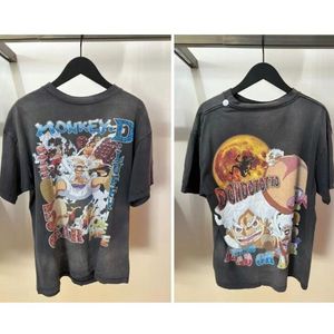 2024SSカジュアルウォッシュされたTシャツ男性女性コットンカジュアルビンテージTシャツトップスティー