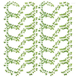 Decorative Flowers Fake Ivy 12 Strands Faux Green Leaves Artificial Aesthetic Hanging Plants For Room Bedroom Wall Jungle Theme Party