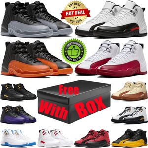 Med Box Jumpman Cherry 12 12S Mens basketskor Brilliant Orange Wolf Grey Red Black Taxi Utility Stealth Royalty Influense Game Men Trainers Sneakers Shoe