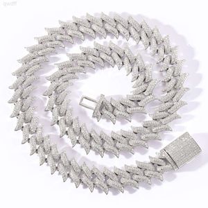 Spiked Shape 12mm 16mm bred kubansk kedjesmycken 925 Solid Silver Moissanite Cuban Link Chain Mans Hip Hop Halsband