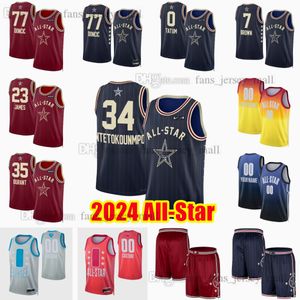 Maglie da basket personalizzate 2024 stampate all-Star 0 Tyrese 0 Damian 34 Giannis 0 Jayson Haliburton Lillard Antetokounmpo 21 Joel Tatum Embiid Brown Banchero Butler