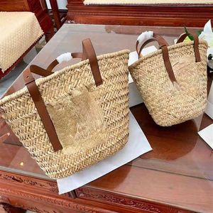 Cross Body Brand L Bag Summer stor kapacitet Holiday Style Women's Portable Vegetable Basket Shopping Single Shoulder Straw W281x