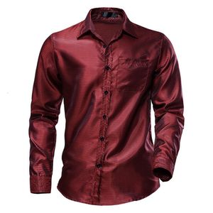 Spring And Autumn Men's Fashion Trend Bright Face Disco Solid Color Pocket Lapel Long Sleeved Shirt Men's