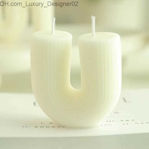 Candles Modern striped geometry candle rainbow bridge U-shaped scented candle nordic home decor white candle luxury decoration candle Q240127