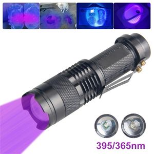 UV Flashlight LED Ultraviyole Meşale Zoomable Mini Ultra Menekşe Işıklar 395/365NM Muayene lambası Pet İdrar Dedektörü Araçları