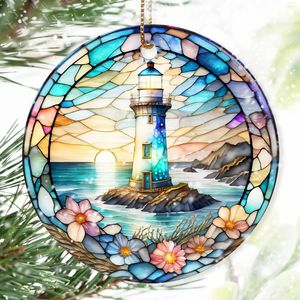 Christmas Decorations Colorful Ceramic Lighthouse Ornament For Tree Holiday Decor Gift Ideas