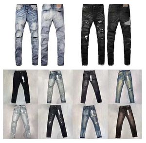 Designer Luxus neuer Patchwork -Jeans Herren Purple Mode Highend -Qualität Straight Bein Design Retro Street Tragen Sie Casual Sports Hosen Jogging Wäsche Oldz08