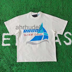 デザイナーファッション衣料品Tシャツアメリカントレンディなrhude漫画夏のセーリングストリートルーズ汎用コットンメンズ半袖Tシャツ卸売e1vn