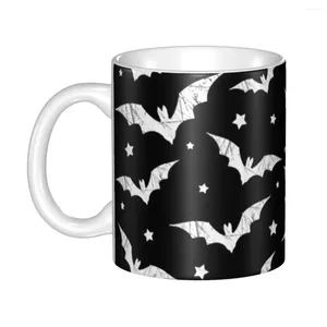 Mugs DIY Distressed Bats Pattern Ceramic Customized Halloween Goth Occult Witch Coffee Cup Creative Gift