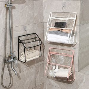 PVC Waterproof Hanging Makeup Bag Wall Organizer Storage Bathroom Shower Accessories Towel Clothes 240119