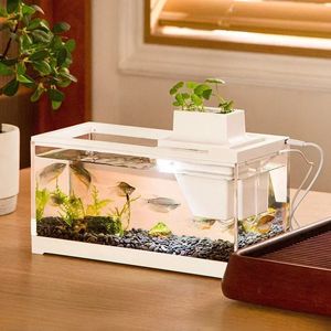 Small Fish Tropical Fish Tank Filter Silent Heating Feeding Small Desktop Tank Lantern Fish and Shrimp Home Aquarium Task 240124