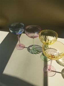 北欧スタイルのカボチャパターンデザインコントラストカラーワインゴブレットガラス家庭クリエイティブシンプルアイスクリームデザートカップ