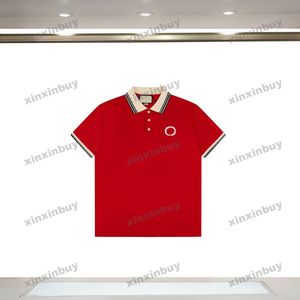 Xinxinbuy 2024 Men Designer Tee Tシャツダブルレター刺繍パッチ女性オレンジ色の白い青い赤S-2xl