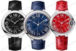 Panie Watch Automatyczne mechaniczne 33 mm czerwona tarcza 42 mm męski zegarek WSBB0025 Skórzane paski zegarki
