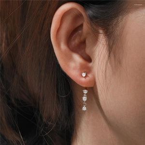 Dangle Earrings CANNER Rear Hanging C-Shaped Stud 925 Sterling Silver Double Thread Zircon Versatile Earring Personality Design Jewelry