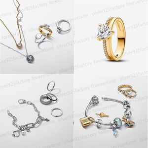 2024 Novos anéis de casamento de designer para mulheres 925 prata charme pulseira DIY fit Pandoras Disnes Cinderela's Carriage Ring colar Dia dos Namorados presente de joias