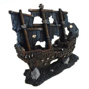 Decorations Sunk Boat Resin Artificial Aquarium Decoration Fish Tank Damaged Ship Ornament Aquarium Fish Shrimp Cave Stone Rock Decor