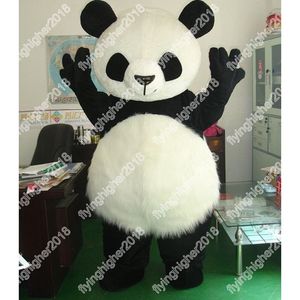 Het söt panda björn maskot kostym unisex tecknad anime temakaraktär karneval män kvinnor klär jul fancy performance party klänning