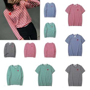 Male and Female Couple Long Sleeve T-shirt Designer Play commes des garcons Embroidered Sweater Pullover Love Black and White Stripes Loose Short Sleeve VS