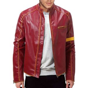 European And American Men's Clothing, Men's Worn-out Leather Jacket, Men's Youth Stand Up Collar, Punk Men's Motorcycle Leather Jacket