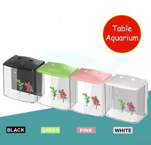 Tanks Sunsun Desktop 5L Acrylic Ecological Cish Tank LED Light and Filter Portable Home Office Mini Nano Aquarium