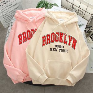 Women's Hoodies Sweatshirts NEW Sweatshirts velvet winter Women's Brooklyn Letter printing Hooded Female 2024 Cotton Thicken Warm Hoodies Lady Autumn Tops