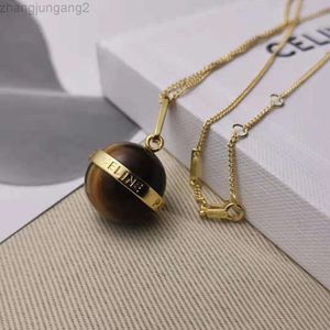 Designer Celins Jewelry Saijia Tiger Eye Stone Planet Necklace Fashion Long Necklace Men's Fashion Unique Ball Clavicle Chain