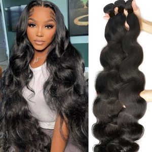 Luvin 28 30 32 40 Inch Brazilian Body Wave Human Hair Bundles Remy Hair water wave bundles Weaves Deals Wholesale tissage 240118