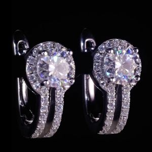 VVS Moissanite Cluster Earrings Women Hot Sale Wholesale Bling Iced Out Thick Gold Plated Hoop 925 Silver Fine Jewelry