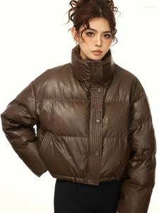 Damen Trenchcoats 2024 Winter Dicke PU Parkas Frauen Kurze 90% Weiße Ente Daunenjacke Weibliche Reißverschluss Lose Wasserdichte Puffermantel Outwear