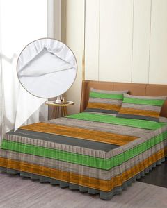 Bed Skirt Vintage Farm Barn Wood Green Elastic Fitted Bedspread With Pillowcases Mattress Cover Bedding Set Sheet