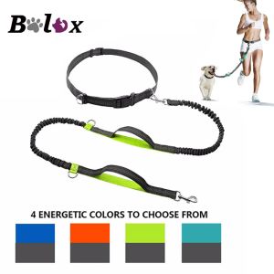 Leashes Dog Leash Elastic Dual Handle Reflective Dog lead Rope Free hand Multifunction Walking Running Pet dogs leashes Supplies