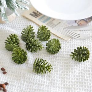 Dekorative Blumen, 10 Stück, Weihnachtsbaum-Dekoration, künstliche Pflanze, Simulation Tannenzapfen, kreativ, grün, Heim-DIY