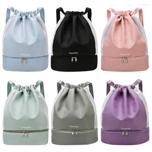 Shopping Bags Drawstring Basketball Bag With Shoe Compartment Sports String Knapsack Adjustable Strap For Fitness Yoga Exercise