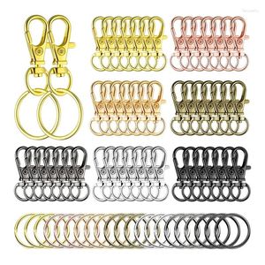 Schlüsselanhänger 50 Sets Drehverschlüsse Set Lanyard Karabinerhaken mit Schlüsselringen Metall Schlüsselanhänger für Schmuck DIY Handwerk