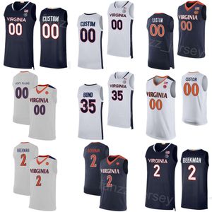 College Virginia Basketball 35 Leon Bond III Jerseys Woman Youth Man 13 Ryan Dunn 0 Blake Buchanan 2 Reece Beekman 34 Jacob Groves 11 Isaac McKneely Navy Blue White