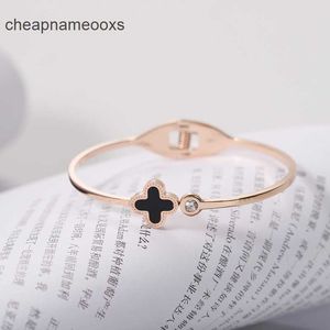 Original 1to1 Van CA-Version des koreanischen vierblättrigen Kleeblatt-Armbands aus Roségold, 18 Karat, modische offene Handverzierung mit Diamanteinlage, personalisiertes TaLNOD für Damen