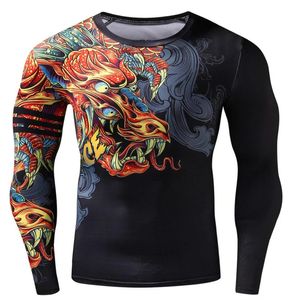 Mens Estate Autunno Casual 3D Stampa T Shirt a maniche lunghe Nero O Collo Slim Fit Maschio Grafica Tees Top Hombre Ropa Fitness Tshirt 240119