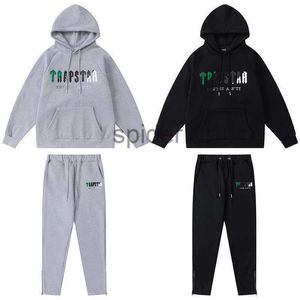 Tasarımcı Giyim Erkek Sweatshirts Hoodie Trapstar Yeşil Siyah Havlu İşlemeli Peluş Peluş Sweater Pantolon Sonbahar Kapşonlu Gevşek Gevşek Spor Erkek Kadınlar I2NJ W R4MF