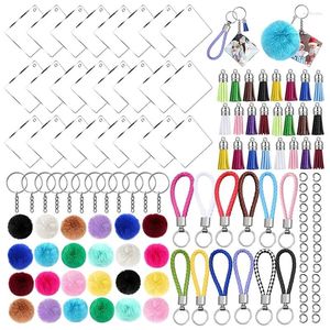 Keychains 126Pcs Acrylic Keychain Blanks With Tassels Clear For Key Chain Embr