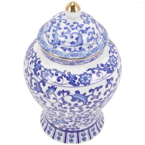 Vasos azul branco jar de porcelana chinesa chá de cerâmica de armazenamento de açúcar tigela de açúcar lixo recipiente solto